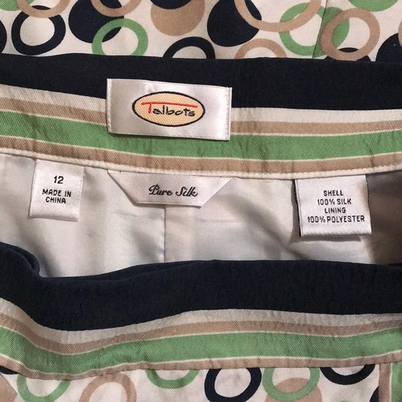 Talbots Silk Green and Navy Polka Dot Skirt - Picture 9 of 9